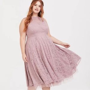 NWT Torrid Mauve Lace Special Occassion Midi Dress 14